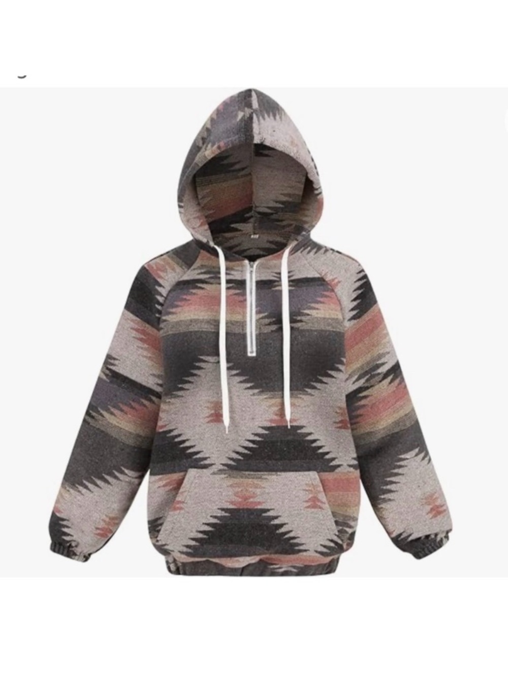 COWOKA Aztec Print Pattern Half Zip Long Sleeve Pullover Hoodie